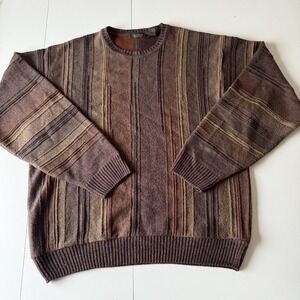 Cellini 3D Men's Multicolor Striped Acrylic/Wool Italian Vintage Sweater Size L